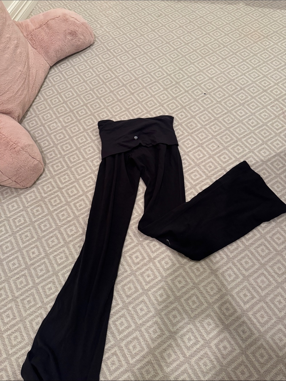 lululemon athletica Black Boot-Cut Fold-Over Yoga Pants